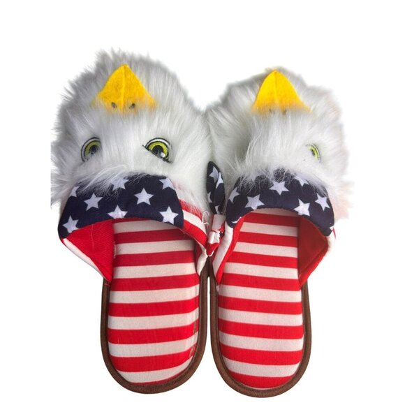 Dearfoams Americana Bald Eagle Slippers Size 9 - 10 - Picture 2 of 10
